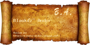 Blaskó Andor névjegykártya